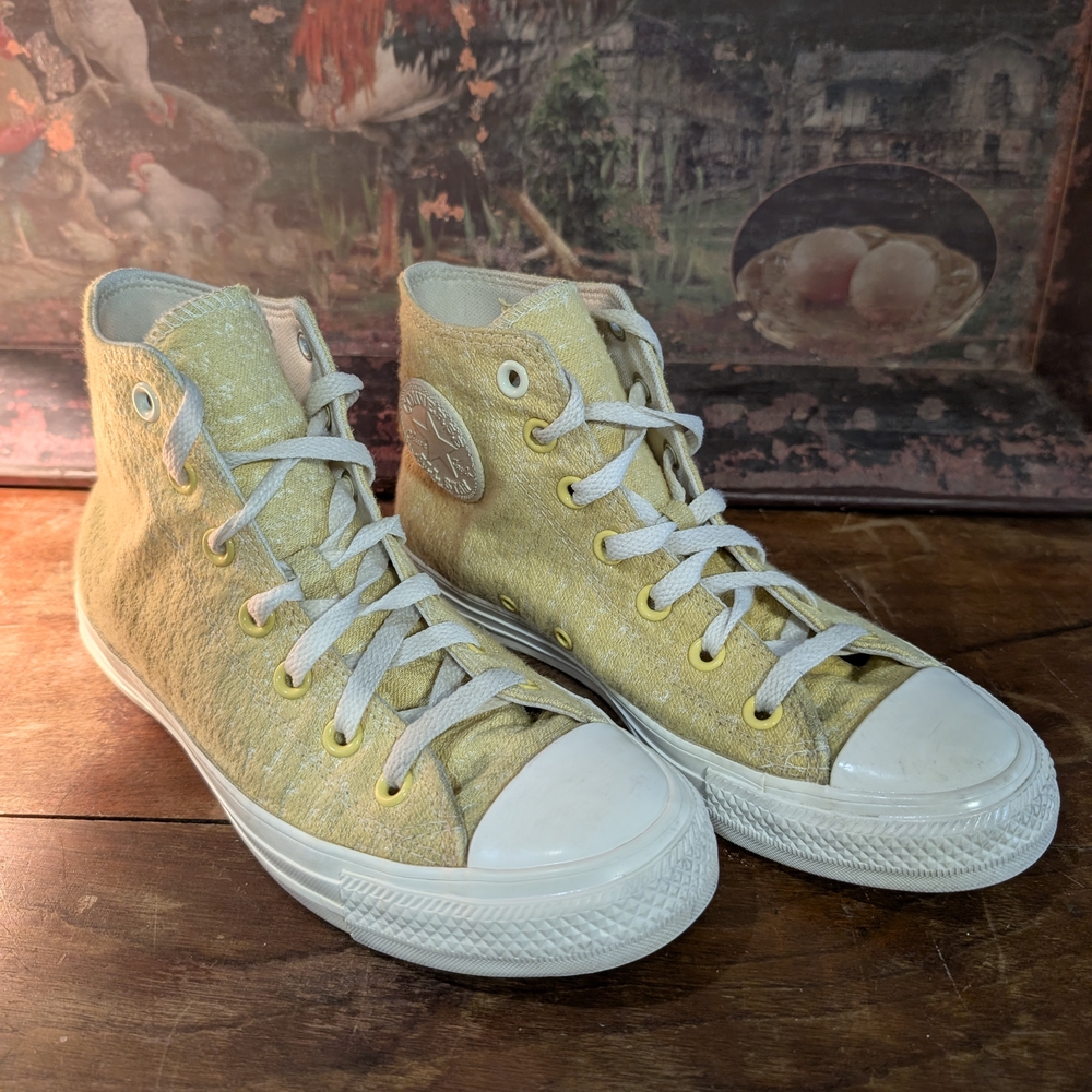 Yellow High-Top Sneakers with White Accents